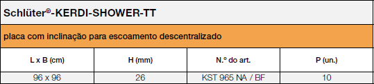 Schlüter®-KERDI-SHOWER-TT escoamento descentralizado